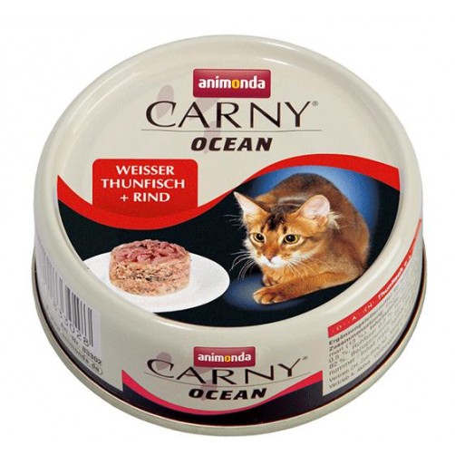 کنسرو ماهی تن و گوشت گاو CARNY OCEAN مخصوص گربه بالغ/ 80 گرمی